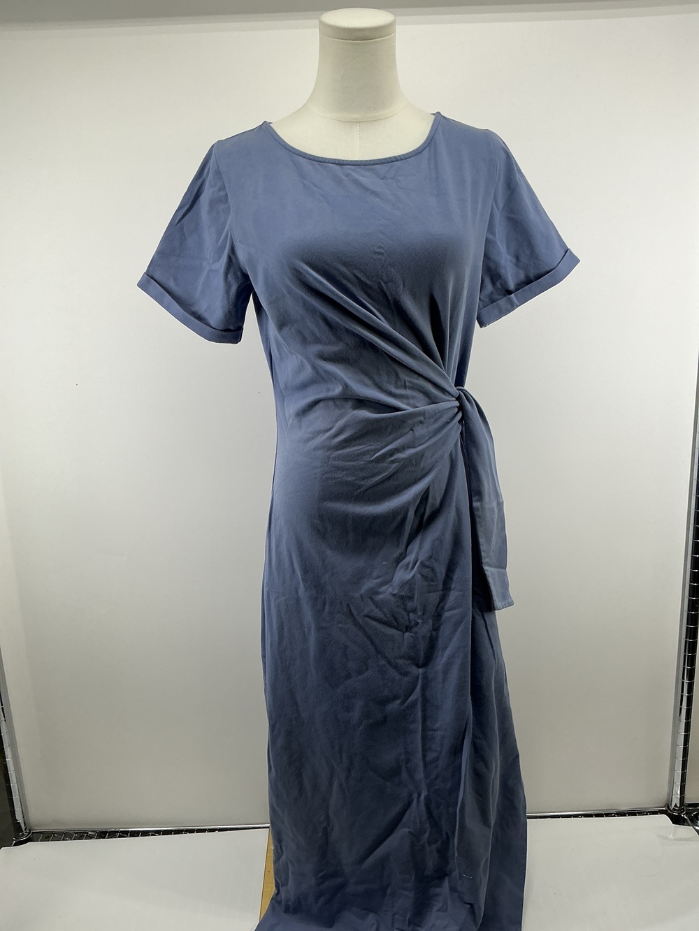 Stretch Cotton Jersey Side Tie Midi Dress